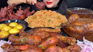 ASMR WHOLECHICKEN CURRYCHICKEN LOLLIPOPFRIEDRICEEGG CURRYDESI STYLE CHICKEN CURRY [upl. by Arikat]