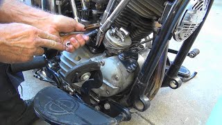 105 1953 74ci panhead bike tuneup repair carb tuning kick start get running harley tatro machine [upl. by Harbed151]