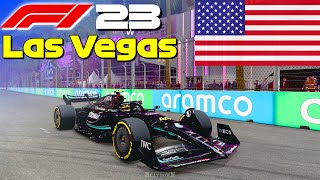 F1 23  100 Race Las Vegas in Hamiltons Mercedes [upl. by Lalise]