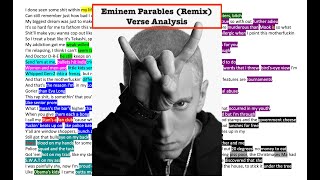 Eminem  Parables Remix Verse Analysis  Color Coded Cadences [upl. by Sekoorb]