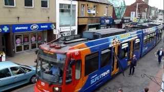 Football hooligans smash out tram door window  Hillsborough Sheffield [upl. by Roche]