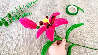 DIY Lilien Blumen✨Chenille Blumen Pfeifenputzer Stiele  DIY Geschenke [upl. by Nnylyar546]