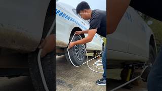 Man pulled out stuck car with rope shortsvideo [upl. by Ainslee]