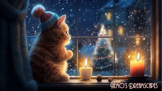 Waiting for Santa 🎅 Vintage Christmas Oldies playing in another room Crackling fire amp purring ASMR [upl. by Berenice]