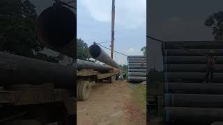 lifting loading pipe handling safe pipeline trailer CS crane hook safely transport rli [upl. by Pare]