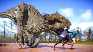 INDOMINUS REX amp TREX amp INDORAPTOR FIGHT amp ESCAPE  Jurassic World Evolution 2 [upl. by Eitak]