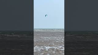 Kite surfer at Pendine Sands Beach May 2024 notalking beach nature sea [upl. by Ynohtnacram]