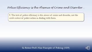 Police Efficiency is the Absence of Crime and Disorder… 1829 [upl. by Rednav]