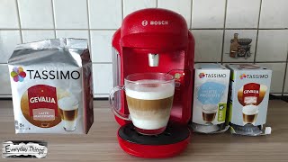 Bosch Tassimo Coffee Machine  Making a GEVALIA Latte Macchiato [upl. by Nelrsa]