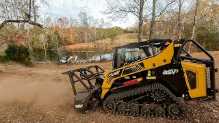 Forestry Mulching Two Acres Around Pond with ASV VT 100 Skid Steer [upl. by Juxon]