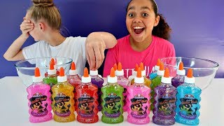 3 COLORS OF GLUE SLIME CHALLENGE [upl. by Ahsikal243]