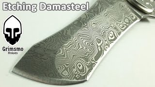 KMT 106  Etching Damasteel knife blades with muriatic acid [upl. by Ardnossac]