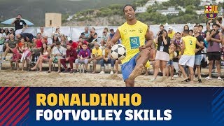 Footvolley fun for Ronaldinho in Barcelona [upl. by Kerin]