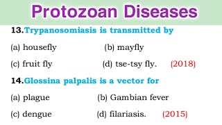 Parasitology MCQ Questions  Protozoan disease MCQ [upl. by Entroc872]