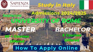 Study in Italy 2024  How to Apply Sapienza University of Rome  Master amp Bachelor Admission Details [upl. by Aba60]