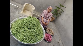 GREEN BEANS POTATO RECIPE  SABZI  SABJI  RECIPE  FOOD  VEG VILLAGE FOOD [upl. by Atteuqal]