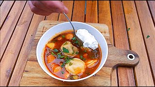 Soljanka mit Pelmeni  Party oder Resteverwertung Suppe Kazan Dutch Oven Rezepte One Pot [upl. by Nesyaj]