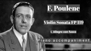 Poulenc  Violin Sonata FP 119  I Allegro con fuoco  Piano Accompaniment [upl. by Beshore]