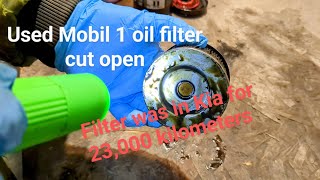 Used Mobil 1 oil filter with 3 oil changes on same filter [upl. by Adirem]