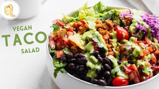 Vegan Taco Salad with Creamy OilFree Avocado Cilantro Dressing  healthy plantbased [upl. by Derby]