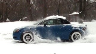 Audi TT Quattro Roadster Drifting In Snow [upl. by Drofla]