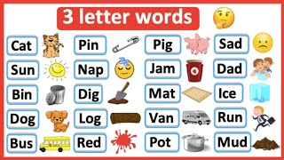 30 Three Letter Words in English3 Letter Words in EnglishThree Letter Words Phonics [upl. by Virgina]