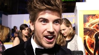 Joey Graceffa Talks ALMOST Being Finnick at Mockingjay Pt 1 Premiere [upl. by Hussein]