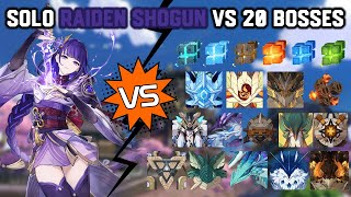 Solo F2P C0 Raiden Shogun vs 20 Bosses Without Food Buff  Genshin Impact [upl. by Suixela]