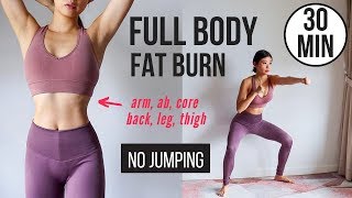 30 min Full Body Fat Burn HIIT NO JUMPING  Ab Core Arm Back Leg Thigh amp Cardio  Emi [upl. by Cesaria]