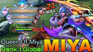 RIP SAVAGE 29 Kills miya Brutal Spear DMG 100 Cant Escape  Build Top 1 Global miya  MLBB [upl. by Anilehcim]