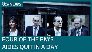 Four of Boris Johnsons top aides quit in one day  ITV News [upl. by Atteoj]