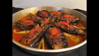 KARNI YARIK  Aubergineschotel met gehakt Turkisch stuffed Eggplant [upl. by Winslow]