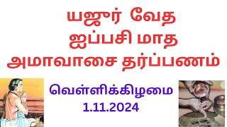 01112024 Yajurveda Aippasi Amavasai Tharpanam  ஐப்பசி மாத அமாவாசை தர்ப்பணம் செய்யும் முறை [upl. by Wilhide]