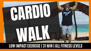 Cardio Walk March On The Beach  Low Impact Fitness Exercise  31 Min  All Fitness Levels [upl. by Meras]