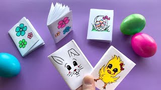 Mini Notizbuch basteln mit Papier für Ostern Ostergeschenke Osterhase Blumen Ostereier malen [upl. by Imelda49]