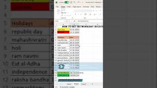 Day 23 part 1 how to get network days in Excel excel excelshorts exceltricks advanceexcel [upl. by Karna]