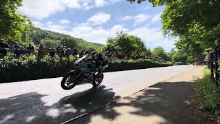 Michael Dunlop Flat out on the back wheel through K TREE Isle of Man TT 2023 supersport [upl. by Eleirbag498]