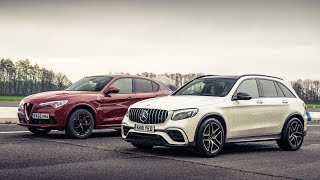 Alfa Romeo Stelvio QV vs MercedesAMG GLC 63  Drag Races  Top Gear [upl. by Alrrats]