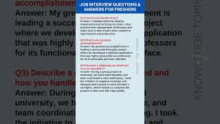 Job Interview Questions and Answers For Freshers [upl. by Lewellen]