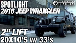 Spotlight  2016 Jeep Wrangler 2quot Lift 20x10 18 and 33s [upl. by Cate]