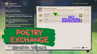 poetry exchange genshin impact get hillicurl namecard [upl. by Eirrot611]