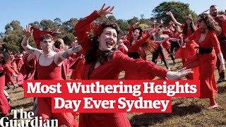 The Most Wuthering Heights Day Ever Kate Bush fans gather in red frocks to dance merrily [upl. by Ttebroc]