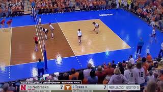 Nicklin Hames Wins Joust At The Net Kayla Caffey Block Nebraska Husker Volleyball vs Texas 121121 [upl. by Ahsina]