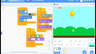 Catching balloon on scratch ‑ برمجة لعبة البالون والدبوس في سكراتش [upl. by Anthea]