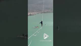 High wire skilled performer wows the crowd  Viral Video UK [upl. by Esirtal362]