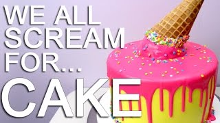 How To make a PINATA Melted Ice Cream Cone Drip CAKE [upl. by Allan]