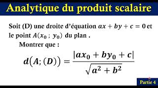 analytique du produit scalaire  distance dun point à une droite  démonstration  1BAC [upl. by Quennie]