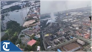 Cyclone ‘Michaung’ IAF Chetak helicopters drop relief material in a wrecked Chennai [upl. by Zacharia]