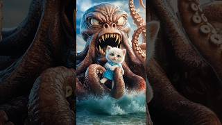 Octopus holding kitten funny octopus beach kitten catvideos shorts [upl. by Rey]