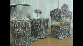 вазоны из плиточного клея  декоративные пеньки  tile glue planters  decorative hemp  DIY [upl. by Karin499]